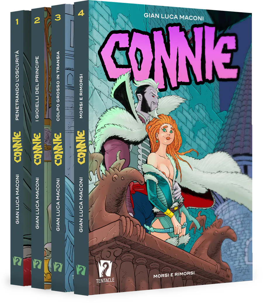 Cofanetto con i quattro volumi di Connie la Barbara